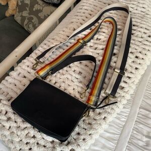 MADEWELL The Flap Convertible Crossbody Bag in Black Leather with 3 straps